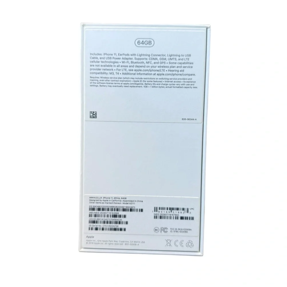 EMPTY BOX ONLY Apple iPhone 11 Genuine White 64GB Box Sticker Decal Pin
